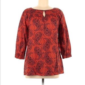 Lands end 100% cotton blouse size 12 rust color paisley